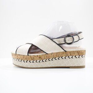 Limelight Shaela Beige Raffia 2" Platform Slingback Sandals - 7.5 NWOB